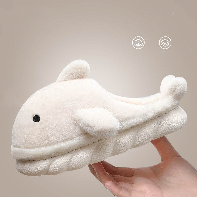 Shark Slippers Soft Sole Furry Shoes Home Bedroom Slippers Women - Mubimart