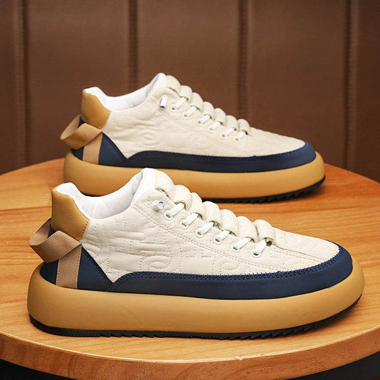 Mens Fashionable And Versatile Leather Sports Casual Board Shoes - Mubimart