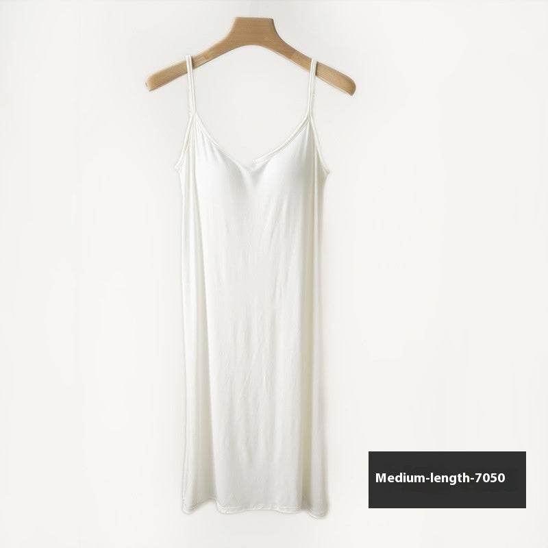 Plus Size Loose Lengthened Plus-sized Maternity Dress Sling Bottoming Shirt With Chest Pad - Mubimart