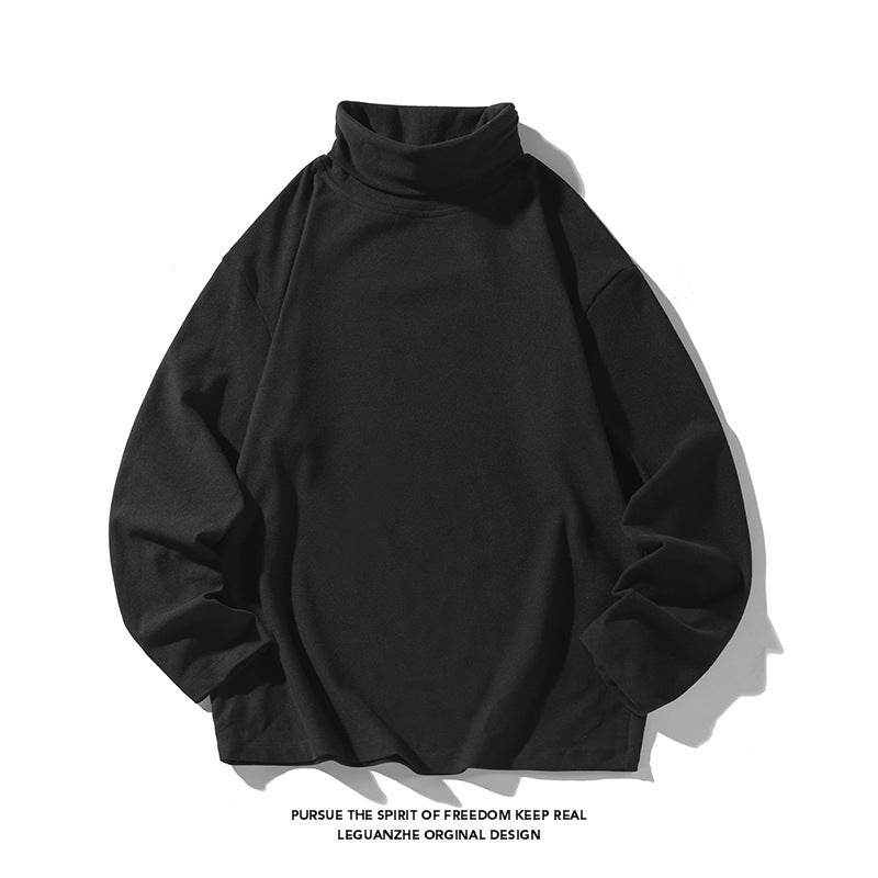 Hong Kong Style White Bottom Plus Size Dralon Turtleneck Bottoming Shirt - Mubimart