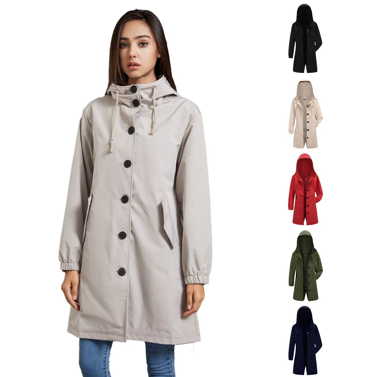 Anorak Women's Casual Long Coat Trench Coat - Mubimart