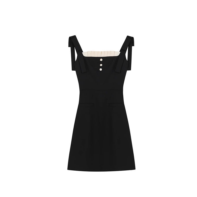 Black Camisole Dress Slimming Temperament - Mubimart -  