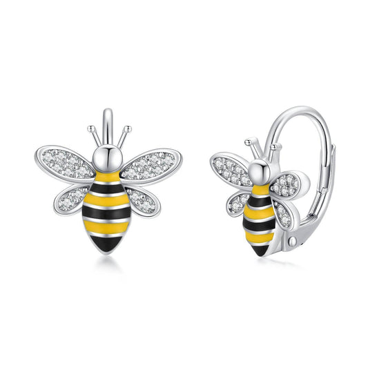 Bee Earrings S925 Sterling Silver Bumble Honey Huggie Hoop Earrings Bee Jewelry Gifts for Women Girls Teen - Mubimart