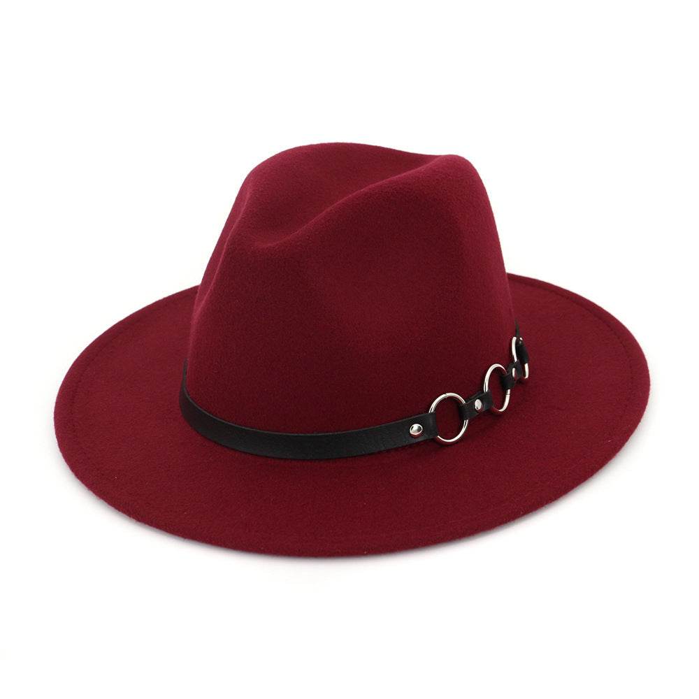 60cm Woolen Hat Gentleman Fedora Hat Flat Brim Big Brim Hat - Mubimart