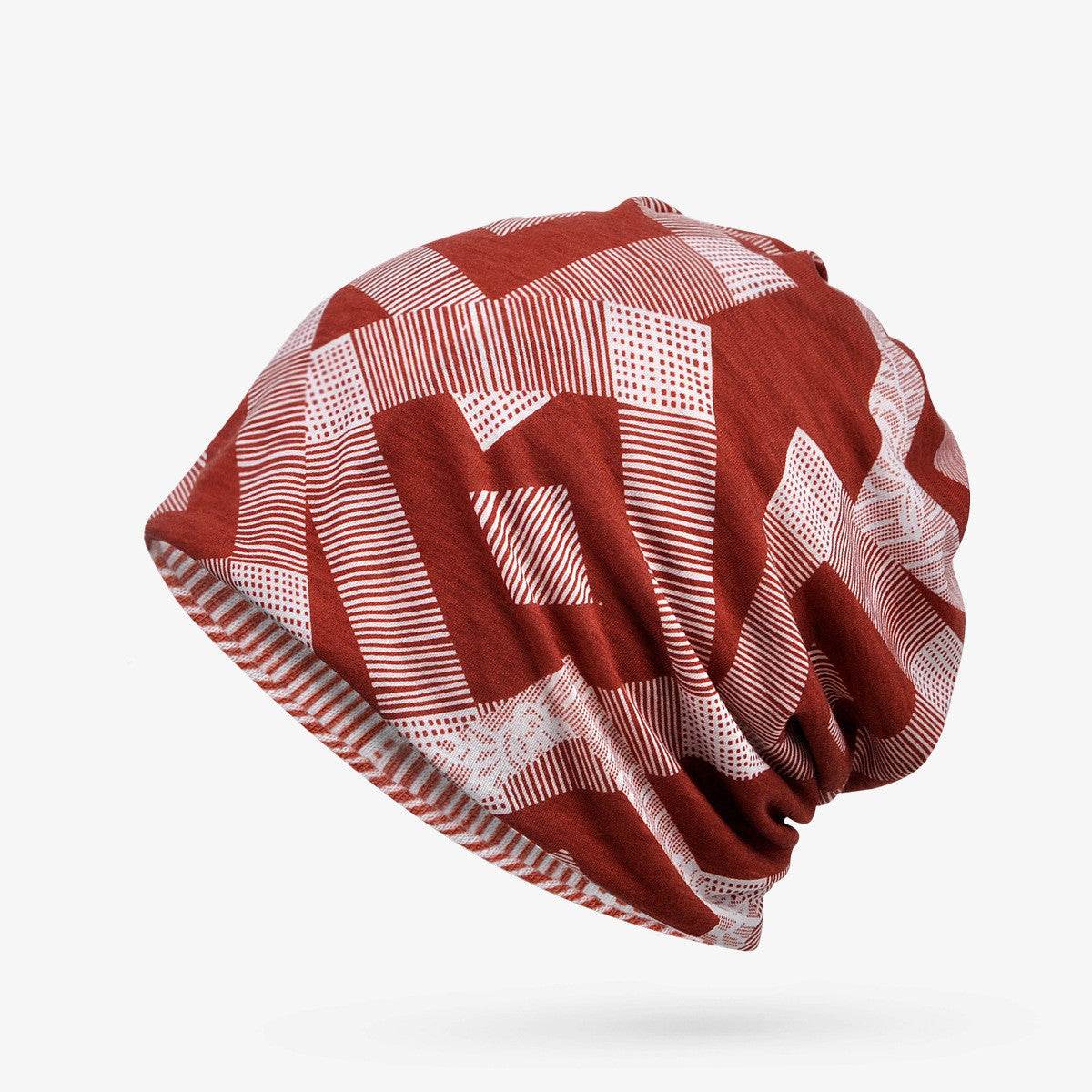 Hooded Cap And Bib Dual-use Men And Women Geometric Baotou Piled Hats - Mubimart