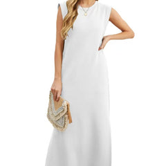 Summer Sleeveless Slit Dress With Pockets Casual Loose Long Dresses For Womens Clothing - Mubimart -  