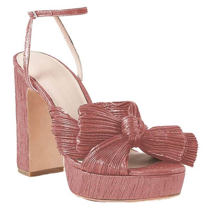 Women's Platform High Heels Fashion Bowknot Sandals - Mubimart