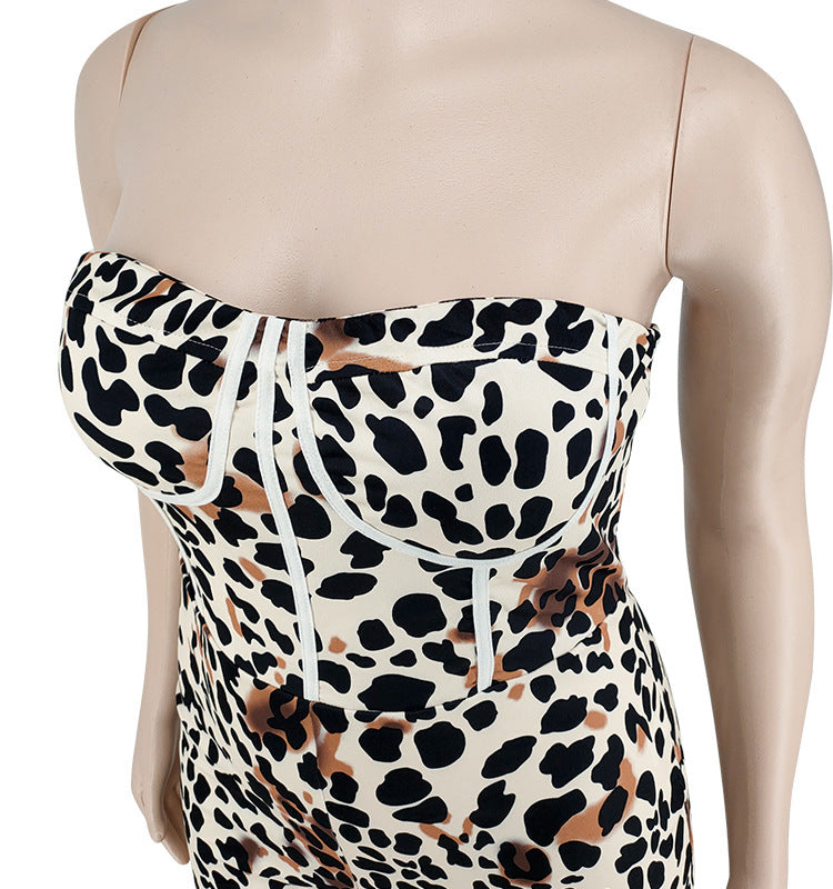 Leopard Print Jumpsuit Plus Size Women's - Mubimart -  