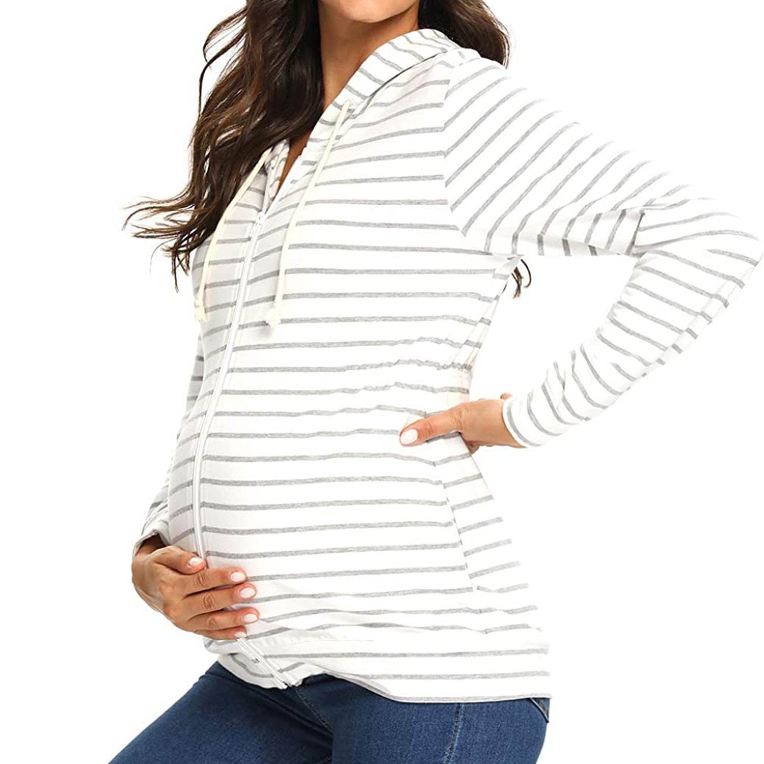European And American New Fashion Striped Maternity Sweater - Mubimart