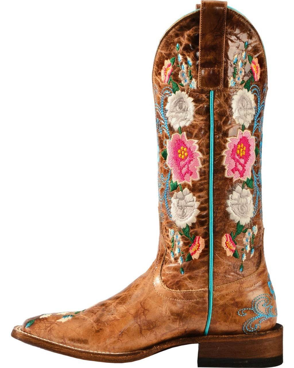 New Lady's Flower Vintage Knight Boots Tall Brown Artificial Pu Fashion Boots - Mubimart