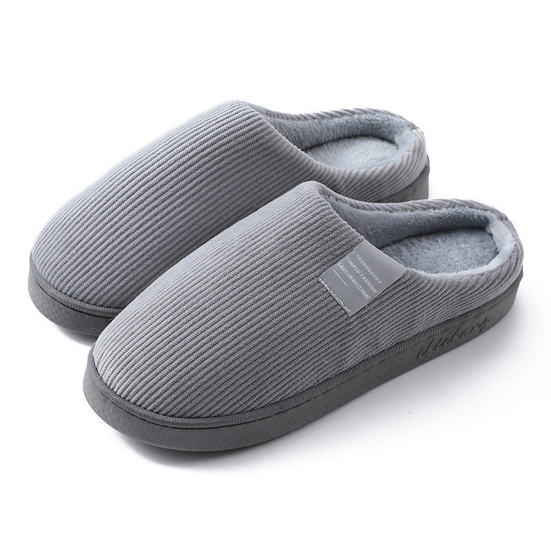 Indoor Corduroy Shoes Warm Plush Home Slipper Anti Slip Floor Bedroom Shoes Autumn Winter - Mubimart -  