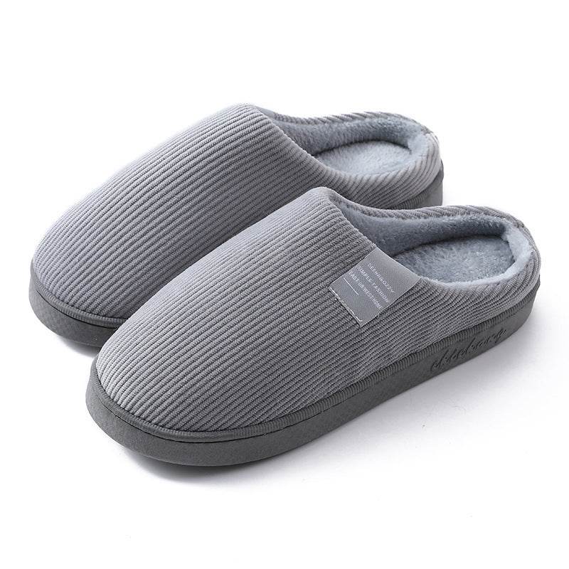 Indoor Corduroy Shoes Warm Plush Home Slipper Anti Slip Floor Bedroom Shoes Autumn Winter - Mubimart