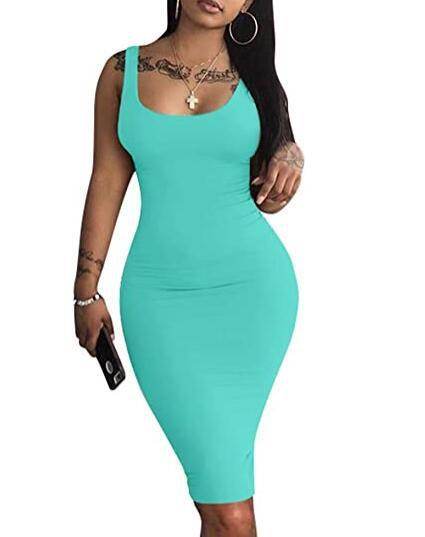 Womens Sexy Bodycon Tank Dress Sleeveless - Mubimart
