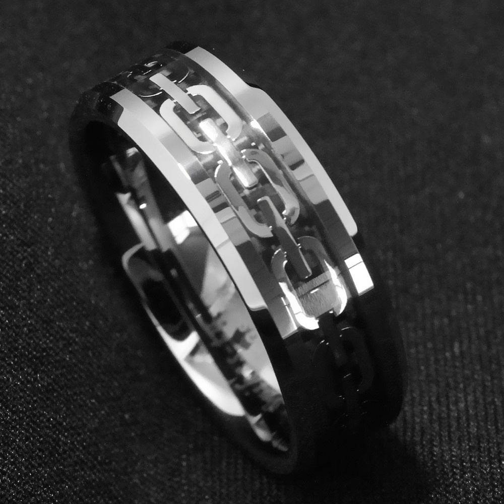 Geometric Cutout Chain Ring For Men - Mubimart