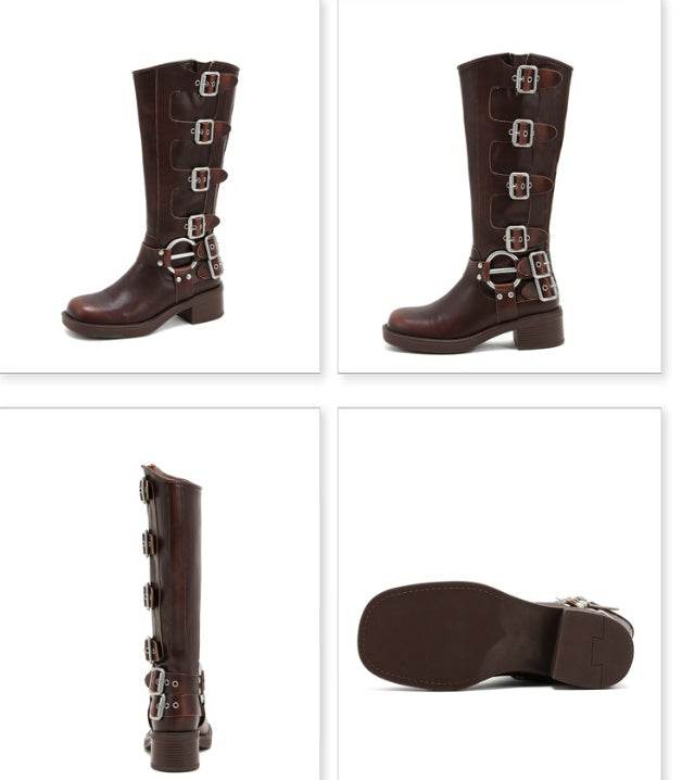 Widened Large Size Boots Square Toe Below The Knee Boots - Mubimart