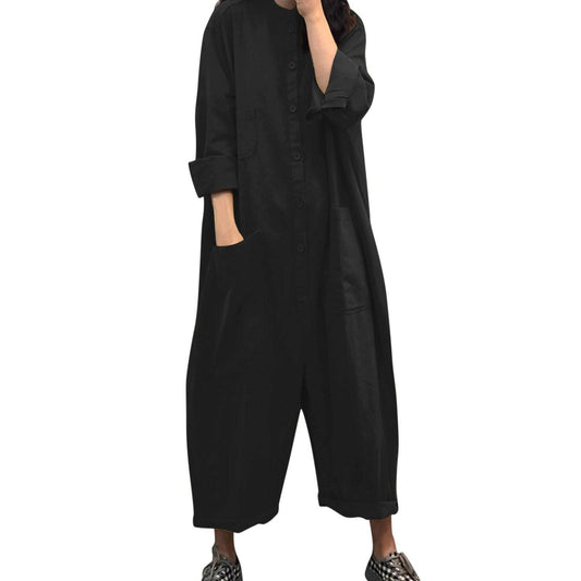 Plus Size Women's Jumpsuit With Multiple Pockets - Mubimart