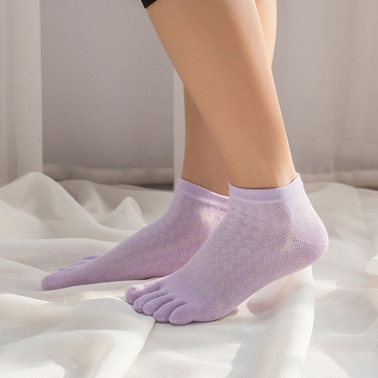 Women's Thin Summer Pure Cotton Toe Socks Plain Toe Socks
