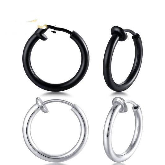 Japanese And Kore2an Fashion Earrings Stainless Steel Simple Men And Women - Mubimart