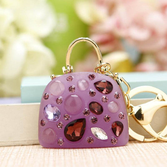 Rhinestone Satchel Car Key Ring Female - Mubimart