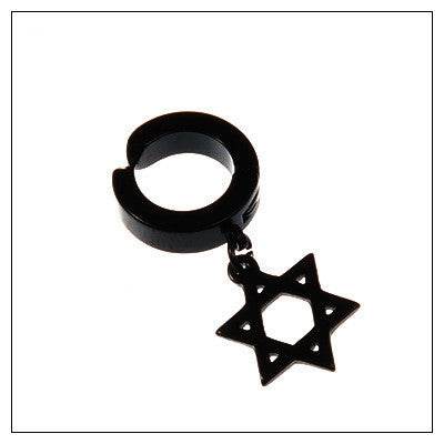Tassel Black Earrings Without Pierced Cross Wolf Men And Women Tide Earrings - Mubimart