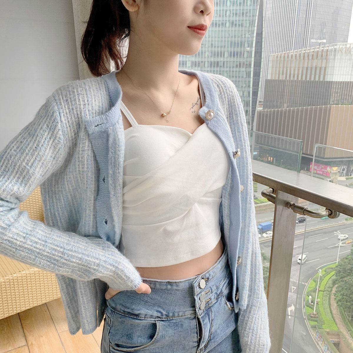 Gentle Temperament Young Lady Little Fragrant Wind Cardigan Women Loose Top - Mubimart