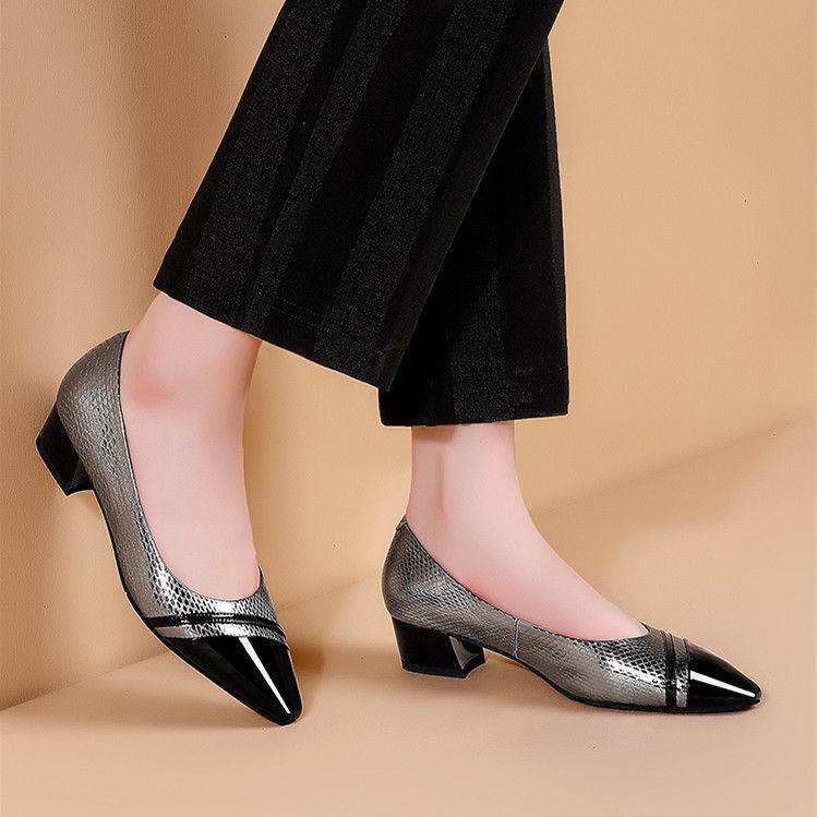 Low-Heel Pointed Toe All-Match Pumps - Mubimart
