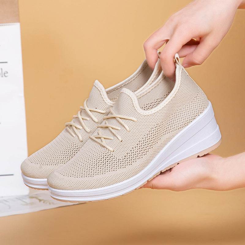 Women's Mesh Breathable Casual Platform Wedge Heels - Mubimart