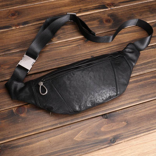 Men's Small Leather Sports Fanny Pack - Mubimart