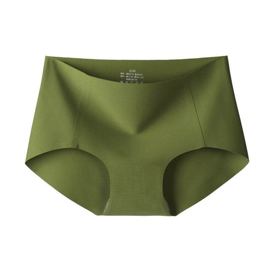 Women's Thin Mid-waist High-waist Plain Muscle Magic Seamless Panties - Mubimart