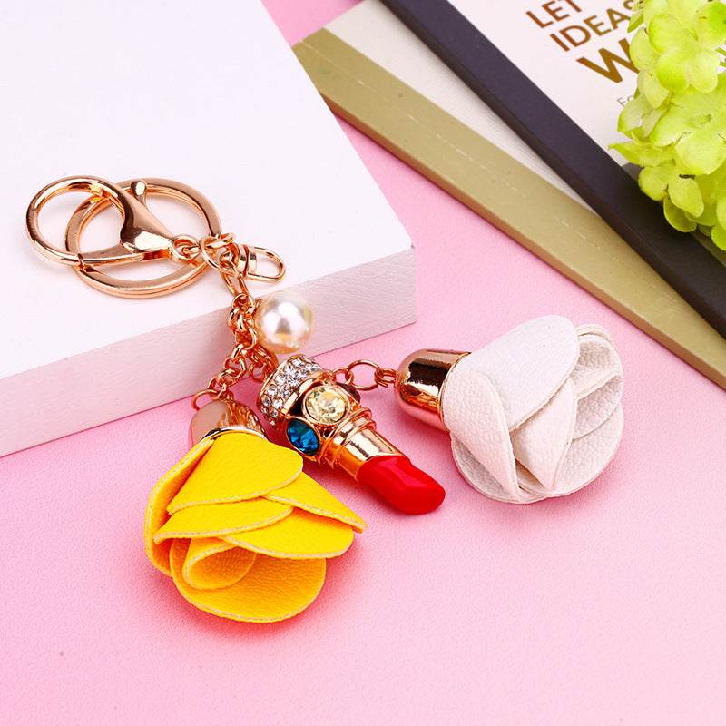 Rhinestone Satchel Car Key Ring Female - Mubimart
