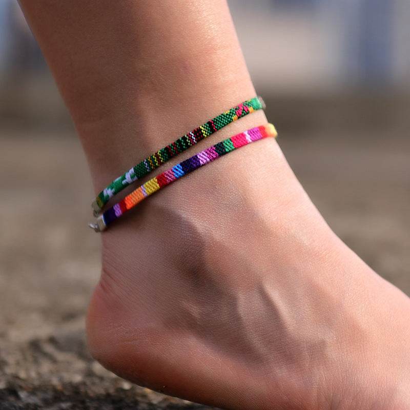 Chain Bohemian Color Ankle Bracelet String Handmade Jewelry - Mubimart