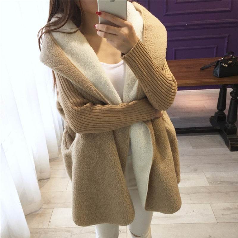 Lambs Wool Plus Size Loose Sweater Cardigan - Mubimart