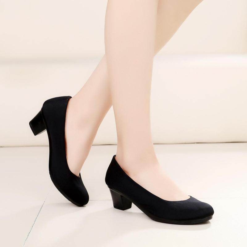 New Spring And Autumn Summer Old Beijing Cloth Shoes Women's Thin Shoes Black Work Shoes High Heels Non-slip Ceremonial Shoes - Mubimart