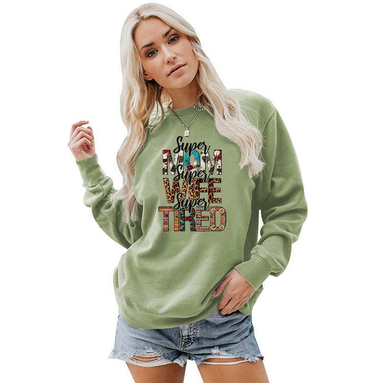 Women's Crew Neck Print Plus Size Sweatshirt - Mubimart