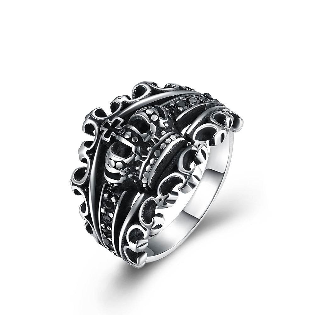 Ring Men Punk Style Crown Ring European And American Style Accessories Ring - Mubimart