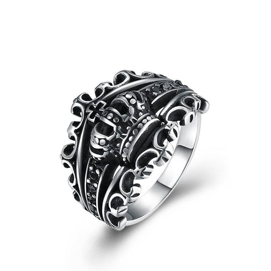 Ring Men Punk Style Crown Ring European And American Style Accessories Ring - Mubimart
