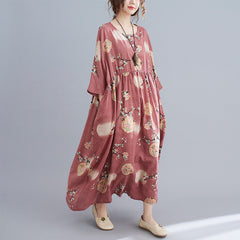 Cotton And Linen Loose Plus Size Dress Women - Mubimart -  