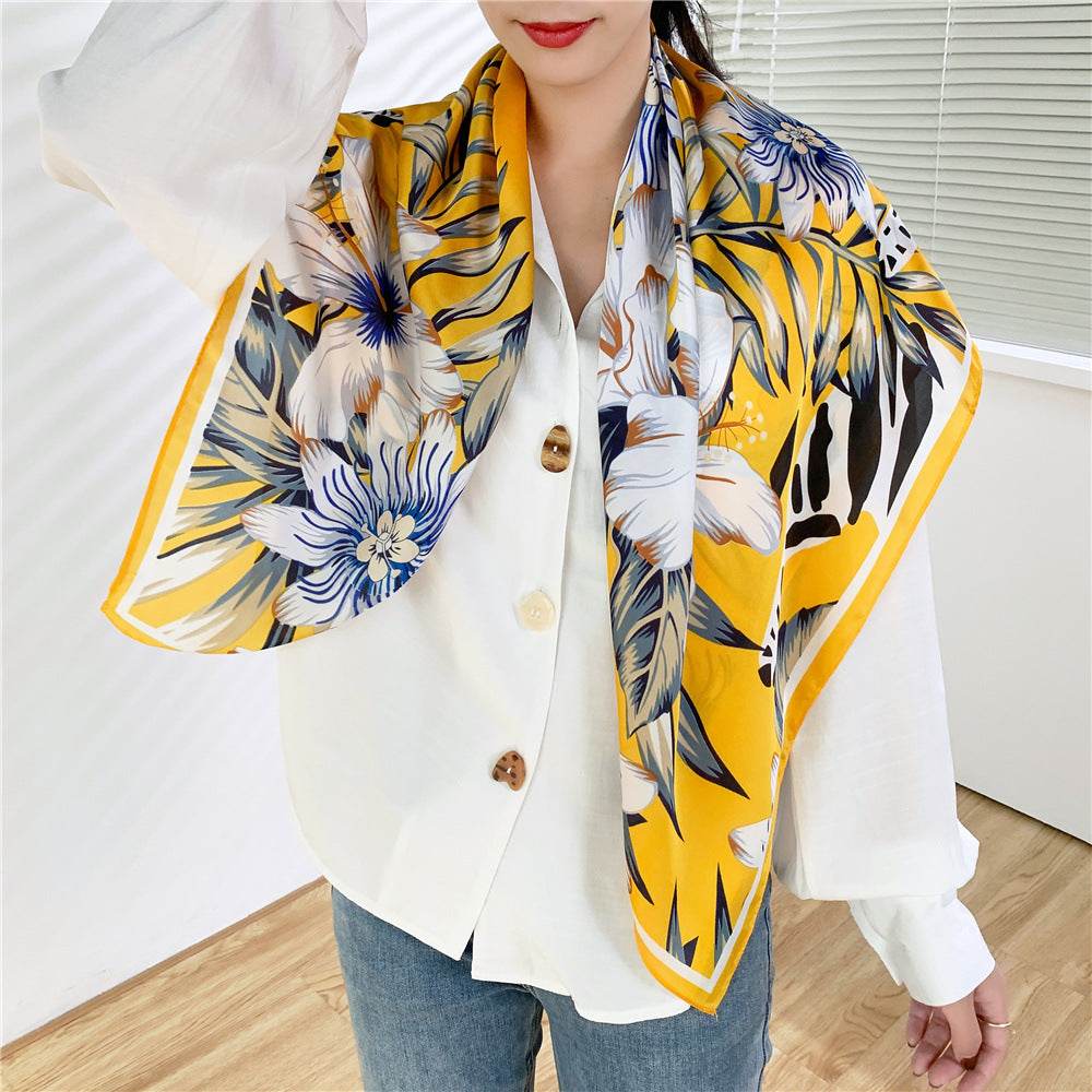 Fashion Silk Scarves Female Printing Hijab - Mubimart
