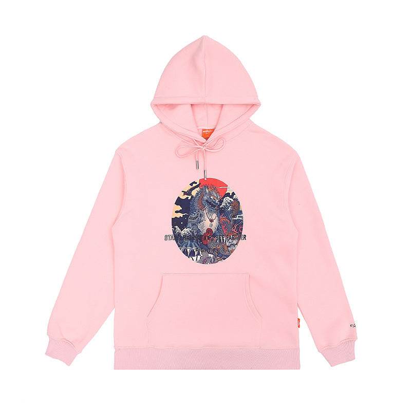 Chinese Style Sweater Mens Unic Orn Print Hoodie - Mubimart