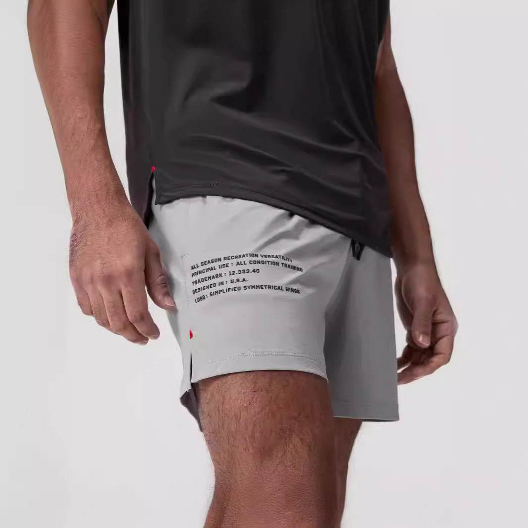 Muscle Workout Nylon Spandex Sports Shorts - Mubimart