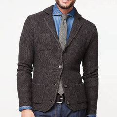 Lange mouw wollen blazer kraag jas