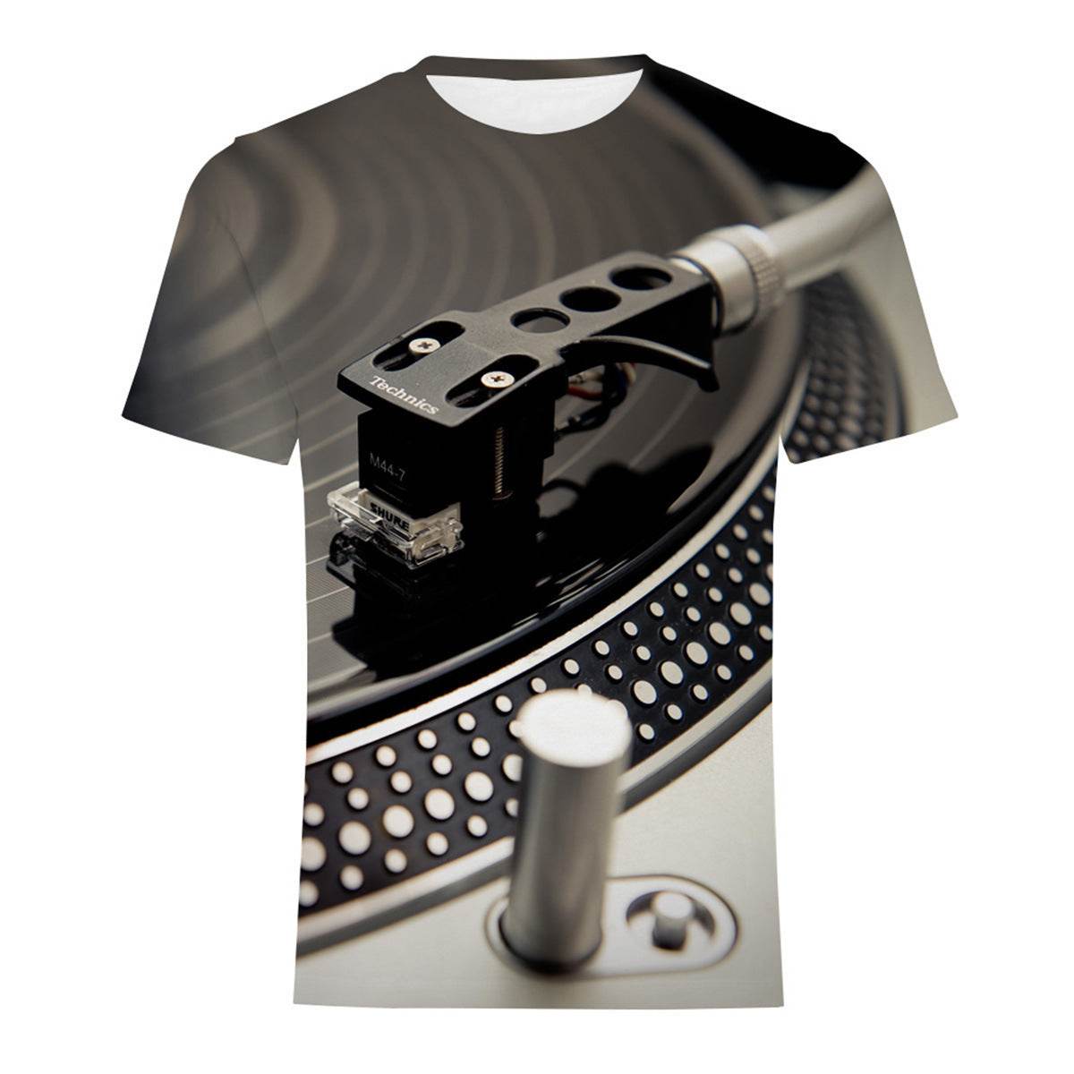Mens Fashion Casual Digital Print Crew Neck T-shirt - Mubimart