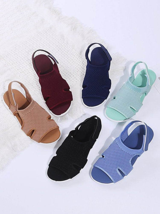 Ladies Sandals Large Size Breathable Stretch Fly Woven Comfort - Mubimart