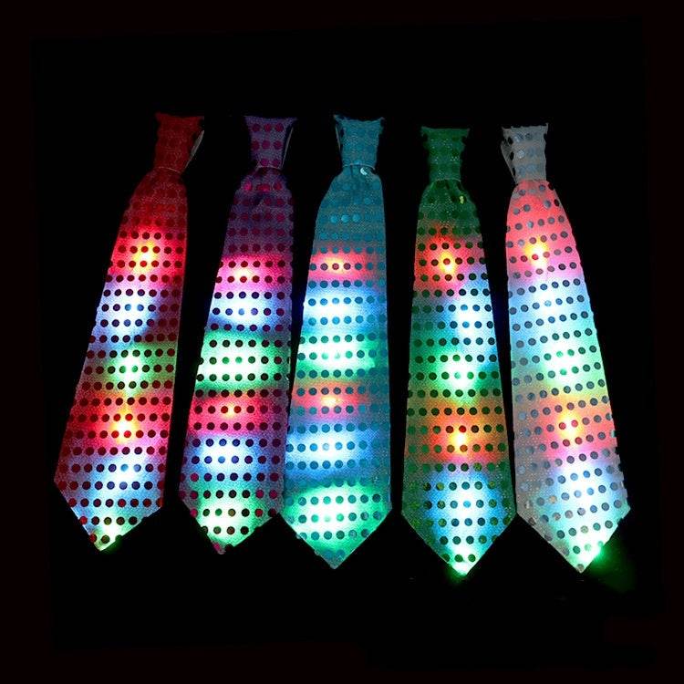 LED Sequins Glowing Necktie Props Tie - Mubimart