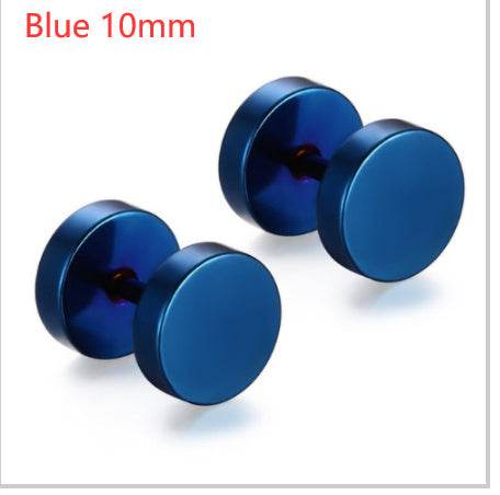 8MM Stainless Steel Earrings Women Men Gold Silver Black Barbell Ear Stud Piercing Earring Tunnel Punk Gothic Jewelry - Mubimart