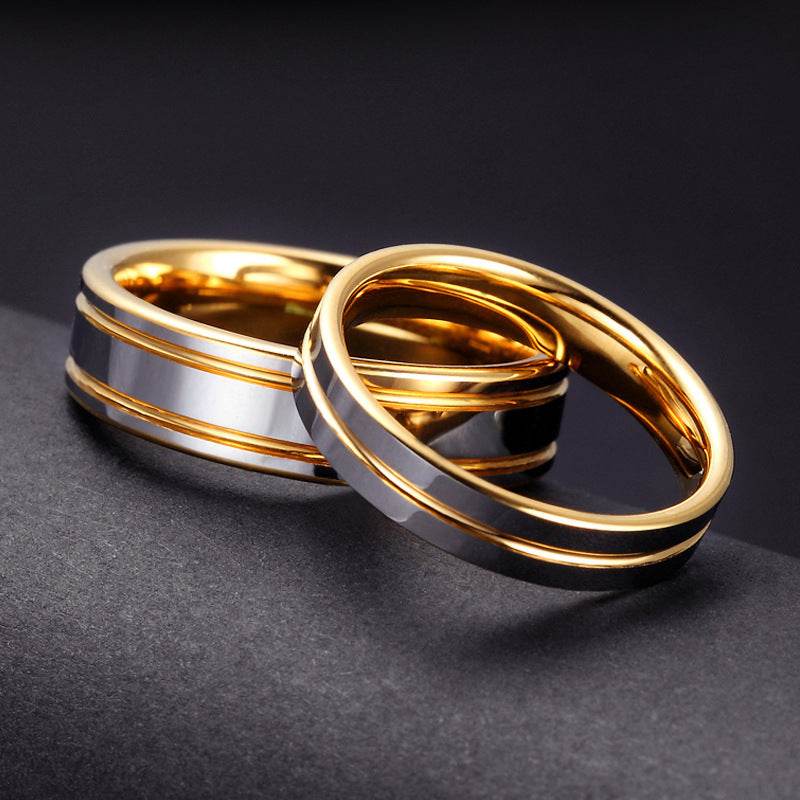 A Pair Of Tungsten Gold Rings For Men And Women For Marriage Proposal Gold Ring - Mubimart