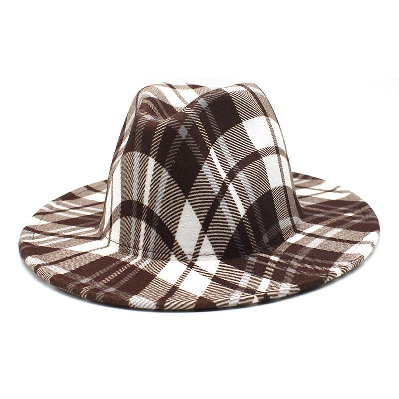 Color Striped Plaid Fedora Hat - Mubimart