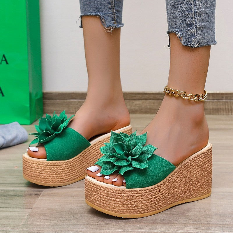 Women's Wedge Heel Flower Muffin Heel Flat Sandals