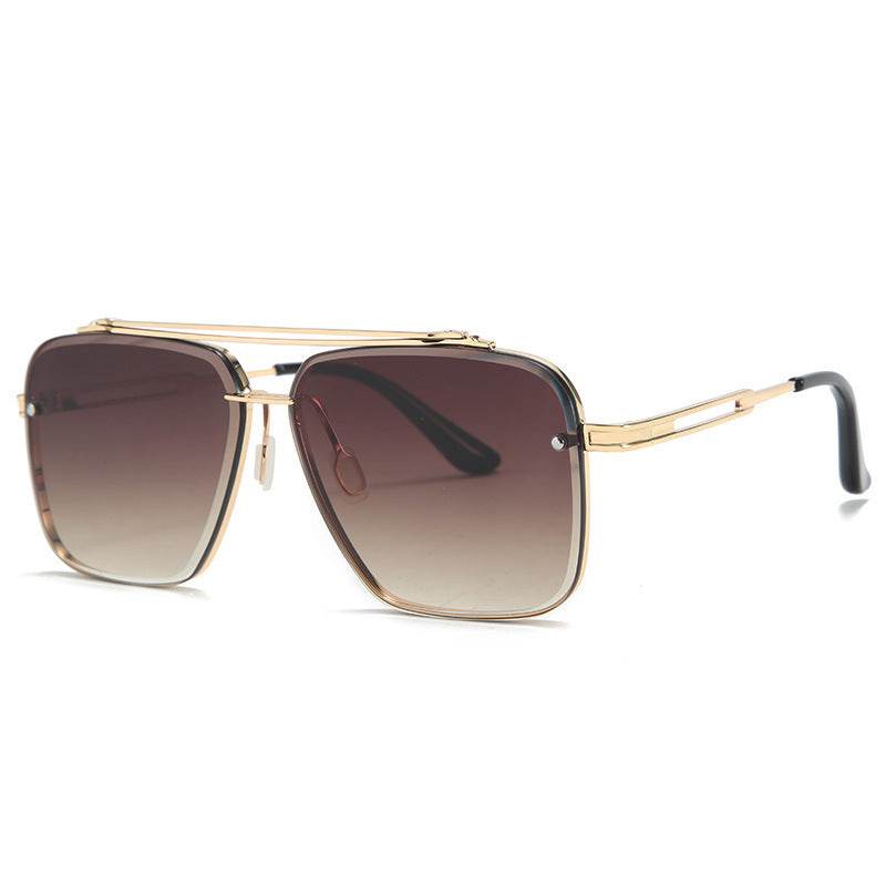 Mens Fashion Double Beam Cut Edge Sunglasses - Mubimart