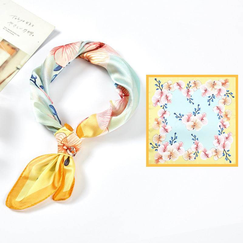 New Simulated Silk Satin Printed Scarves - Mubimart